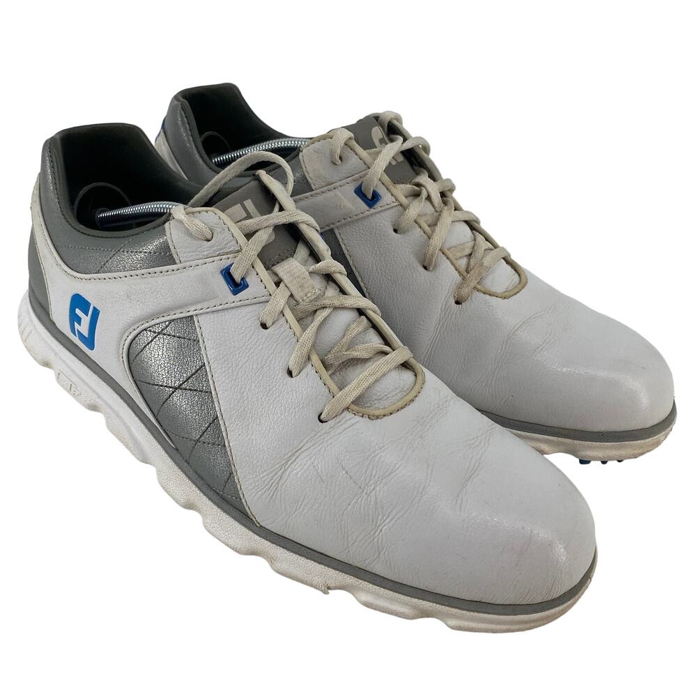 Footjoy Pro SL Men 9.5M White Silver Spikeless Waterproof golf shoes 53266